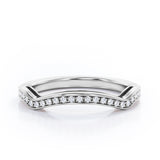 Pave 0.15 TCW Round Shape Curved Wedding Band