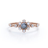 Snowflake 0.58 Ct Round Salt and Pepper Diamond Promise Ring
