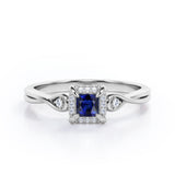 0.6 Ct Princess Cut Lab Sapphire Twisted Engagement Ring