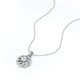 Circle of Life Prong Set 1.25 Carat Round Cut Certified Moissanite and Diamond Floating French Pave Pendant Necklace in White Gold