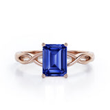 Solitaire 1 Carat Lab-Created Emerald Cut Sapphire Infinity Engagement Ring In White Gold