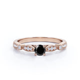 1.15 Carat Round Cut Lab Grown Black Diamond Four Prong Unique Engagement Ring In White Gold