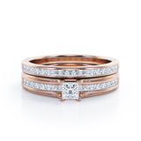 Certified Channel 0.50 Ct Princess Lab Diamond Bridal Set