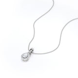 Floating Halo 0.5 CT TDW Teardrop White Diamond Bezel Set Pendant Necklace in Black Gold