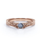 Milgrain 0.50 Ct Round Salt and Pepper Diamond Engagement Ring