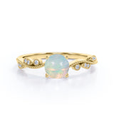 Art Deco 1.50 Ct Round Cut Lab Created Opal Engagement Ring