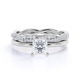 1.50 Carat Princess Cut Moissanite Infinity Bridal Set