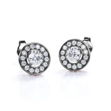 Frame Channel Set 0.53 CT TDW Round Certified Lab Diamond Under Halo Ear Studs in Black Gold