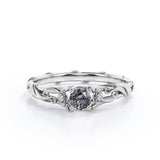 Three Stone 0.65 ct Round Black Rutilated Quartz Engagement Ring