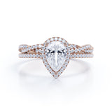 1.25 Carat Pear Cut Moissanite Twisted Wedding Ring Set