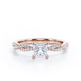 Certified Twisted 0.50 Ct Princess Lab Diamond Engagement Ring