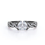 1.50 Carat Round Cut Moissanite And Diamond Solitaire Engagement Ring In White Gold