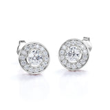Frame Channel Set 0.53 CT TDW Round Certified Lab Diamond Under Halo Ear Studs in Black Gold