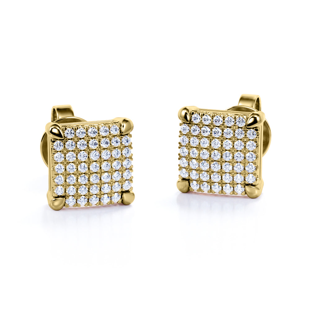 Claw Set 0.35 Carat Round Cut Moissanite Clustered Ear Studs In White Gold