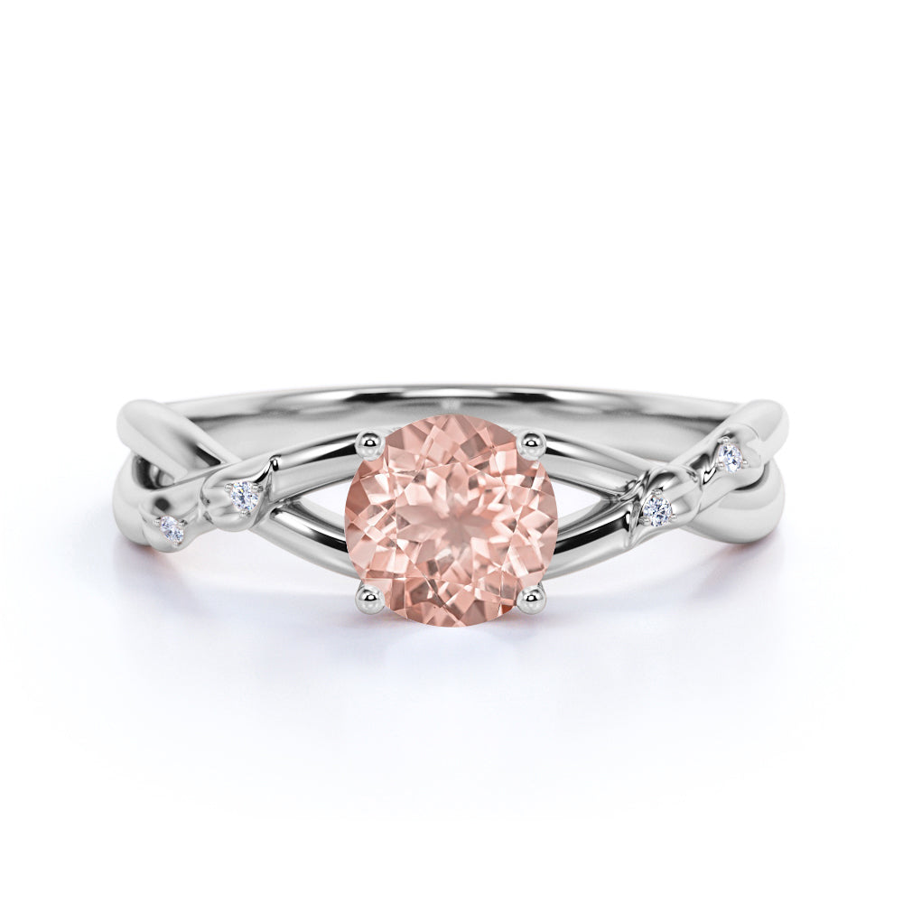 Infinity 1.10 ct Round Morganite Twisted Engagement Ring