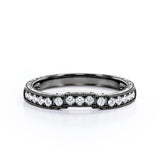 Cinderella Staircase 0.15 TCW Round Shaped Diamond Milgrain Filigree Wedding Band in White Gold