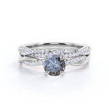 Infinity 0.65 Ct Round Cut Salt and Pepper Diamond Wedding Ring Set