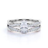 Infinity 1.25 Carat Pear Cut Moissanite Pave Wedding Ring Set