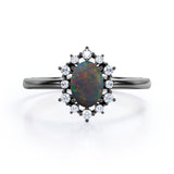 Halo 1.25 Ct Oval Cut Lab Created Black Opal Engagement Ring