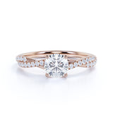 Flawless 1.25 Carat Round Cut Moissanite and Diamond Engagement Ring in 10k White Gold Celebrity Ring