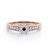 Clustered 1 carat Round Petite Black Diamond Channel Engagement Ring in White Gold