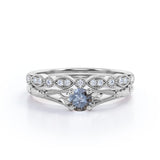 Leaf 0.75 Ct Round Salt and Pepper Diamond Wedding Ring Set