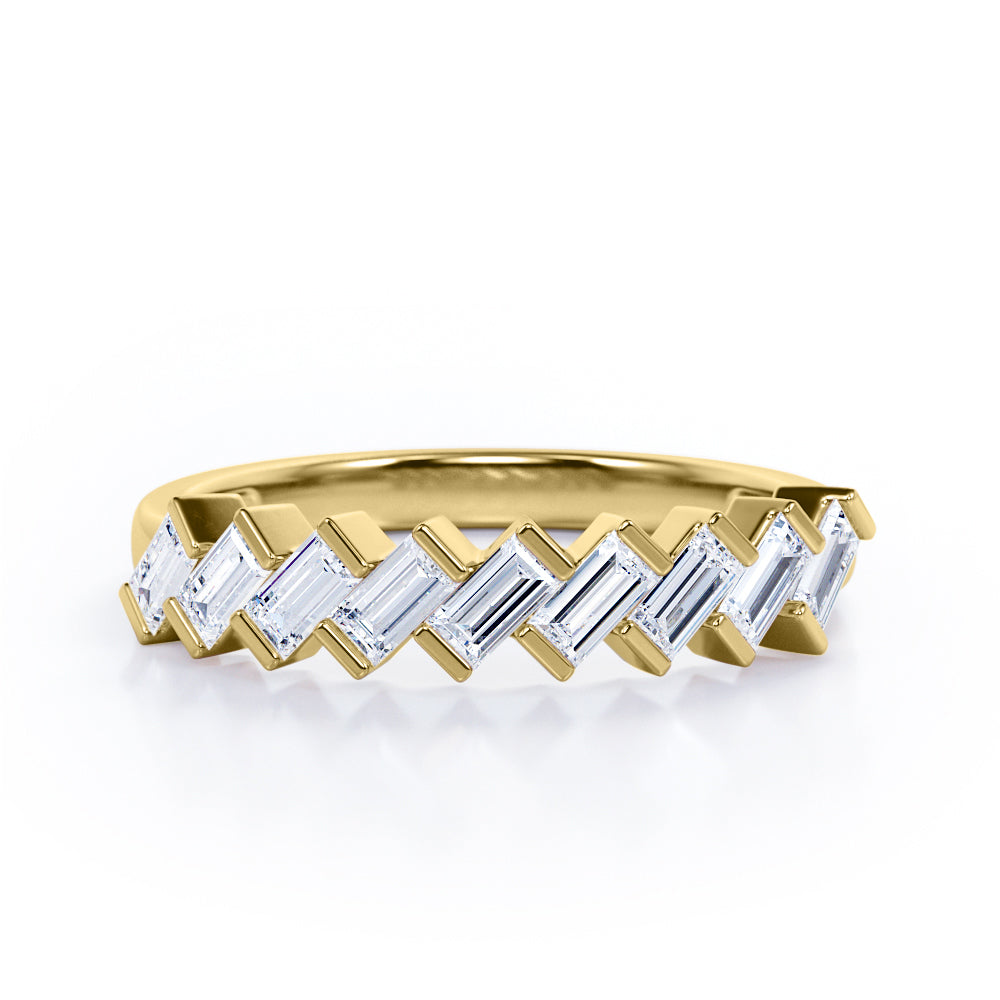 Stacking Baguette Cubic Dainty Wedding Band in Black Gold