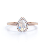 1.50 Carat Pear Shaped Moonstone Wedding Ring in Rose Gold - Vintage Moonstone Ring