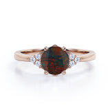 Tapered 1.10 Carat Round Cut Ethiopian Black Opal And Diamond Seven Stone Engagement Ring In White Gold