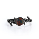 1 Ct Round Cut Lab Created Black Opal Floral Engagement Ring