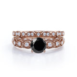 Bestselling 1.50 Carat Wedding Ring Set with Lab Black Diamond for Women in Rose Gold