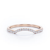Pave Curved 0.15 TCW Round Half Eternity Wedding Band