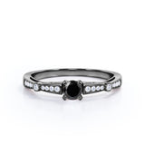 1.15 Carat Round Cut Lab Grown Black Diamond 4 Prong Engagement Ring In White Gold