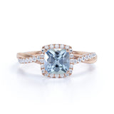 1.25 ct Cushion Aquamarine Infinity Halo Engagement Ring