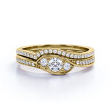 Swirl Trilogy 1.5 CT TDW Round Cut Diamond Channel Setting Wedding Set - Bridal Set