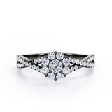 Infinity Twisted Shank 0.5 TCW Round-Shaped Diamond Halo Setting Engagement Ring in 10K Rose Gold