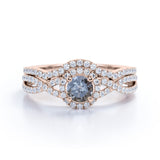 Infinity 0.85 Ct Round Salt and Pepper Diamond Wedding Ring Set