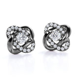 Flower Knot 0.43 CT TDW Round Certified Lab Diamond Twisted French Pave Stud Earrings in Yellow Gold