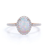 Halo 1.50 Ct Oval Cut Lab Created Opal Engagement Ring