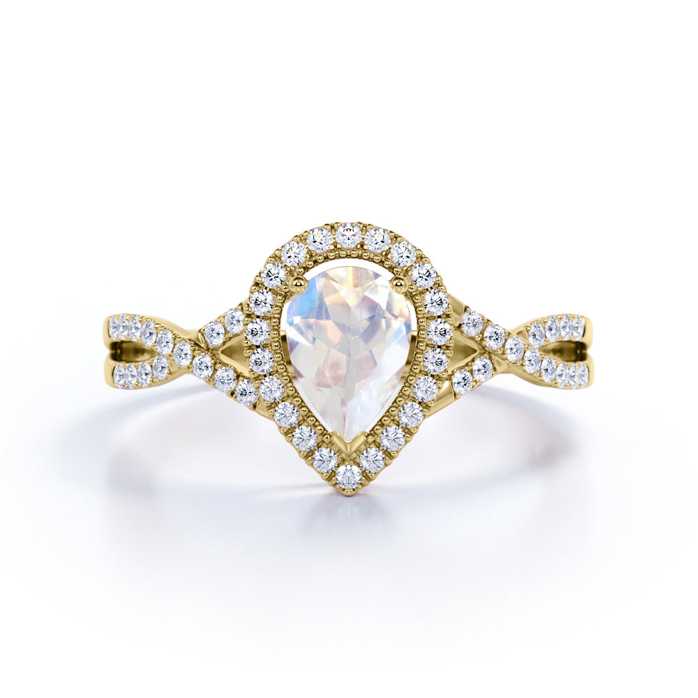 1.50 Carat Teardrop Moonstone Wedding Ring in Rose Gold - Moonstone Minimalist Ring