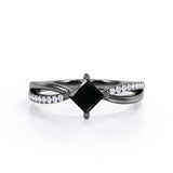 1 ct Princess Lab Black Diamond Infinity Engagement Ring