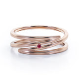Solitaire 0.05 Carat Round Cut Lab Ruby Spiral Stackable Ring In Rose Gold