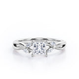 Certified 0.50 Ct Princess Lab Diamond Five Stone Engagement Ring