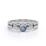 0.60 Ct Round Salt and Pepper Diamond Art Deco Wedding Ring Set