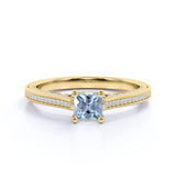 Vintage Style 1.50 Carat Cushion Cut Aquamarine Solitaire Engagement Ring in White Gold