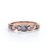 Floral 0.50 Ct Round Salt and Pepper Diamond Engagement Ring