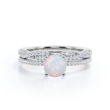 Twisted 1.50 Ct Round Cut Opal Bridal Set
