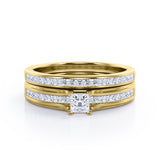 Certified Channel 0.50 Ct Princess Lab Diamond Bridal Set