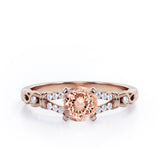 Split Shank 0.6 carat Round Morganite and Diamond Engagement Ring in Rose Gold
