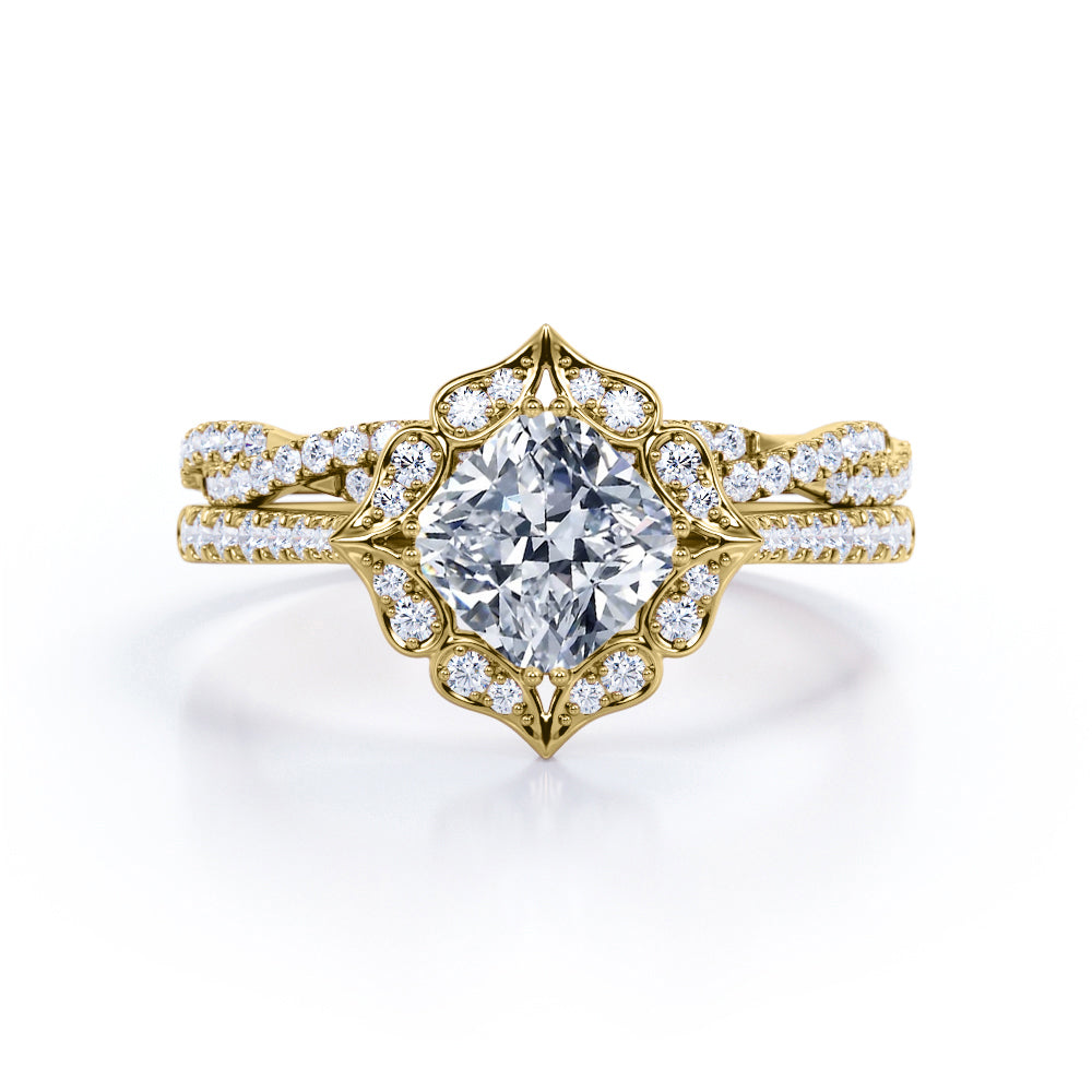 Infinity 1.50 Carat Cushion Cut Moissanite Bridal Set